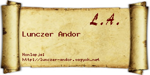 Lunczer Andor névjegykártya